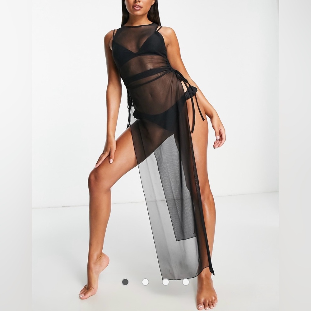 Sheer Black Mesh Sarong Cover-Up for Women